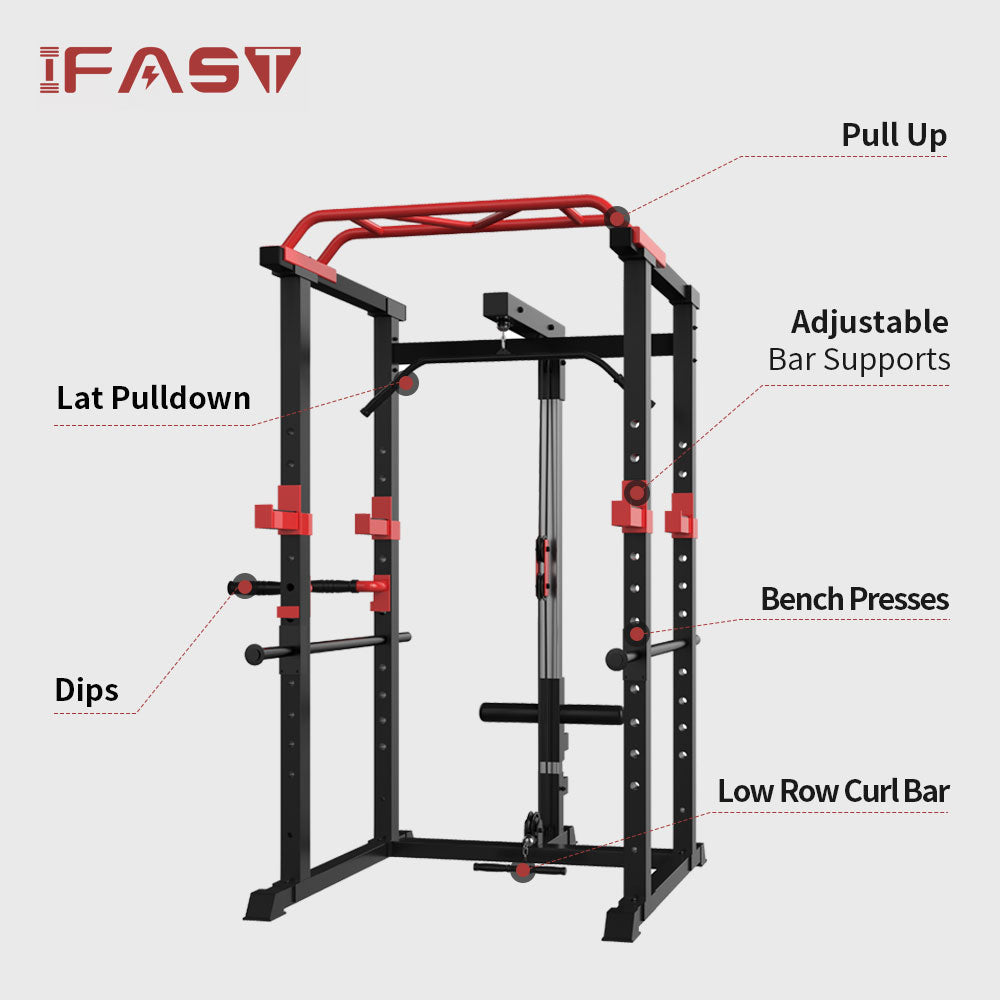 Multi-functional Power Cage Home Adjustable Pullup Squat Rack Capacity Comprehensive Fitness Barbell Rack
